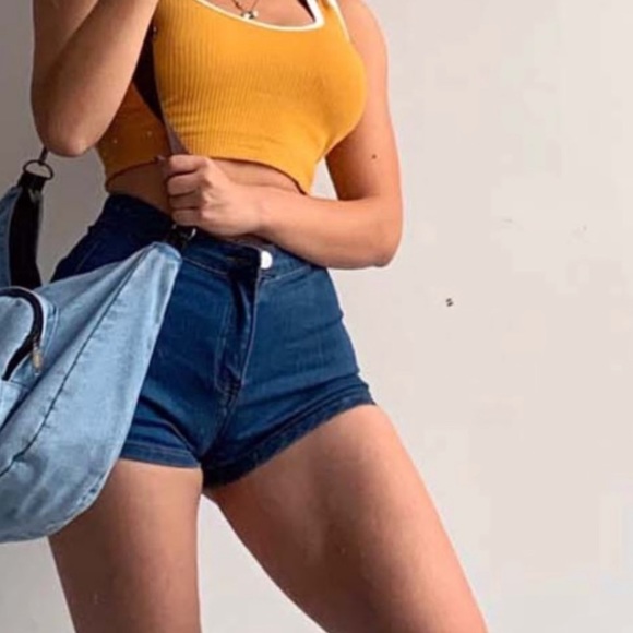 Forever 21 Pants - Forever 21 high waisted jean shorts HOT PANTS retro 60s denim cheeky juniors M